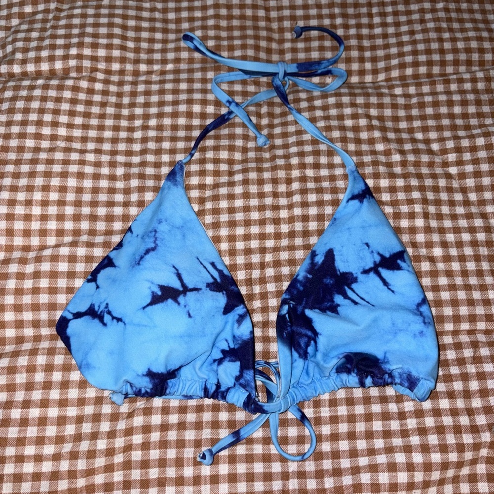 SHEIN Blue and White Bikini Top
